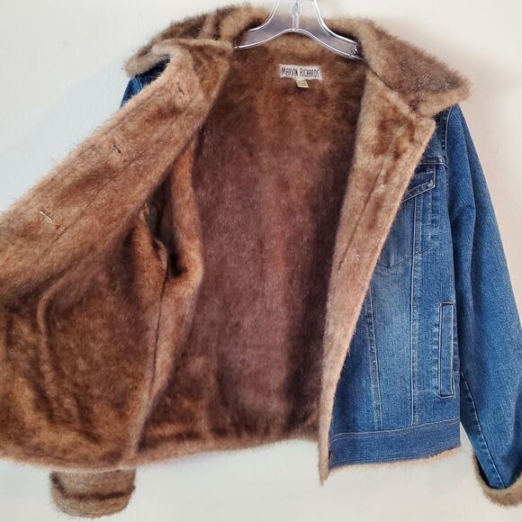Marvin Richard's Women’s Jean Jacket with Faux Fur Linning & Trim Size XL Y2k - Picture 4 of 16